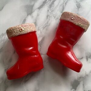 MCM Vintage pair of plastic Red Santa Claus Boot SET
